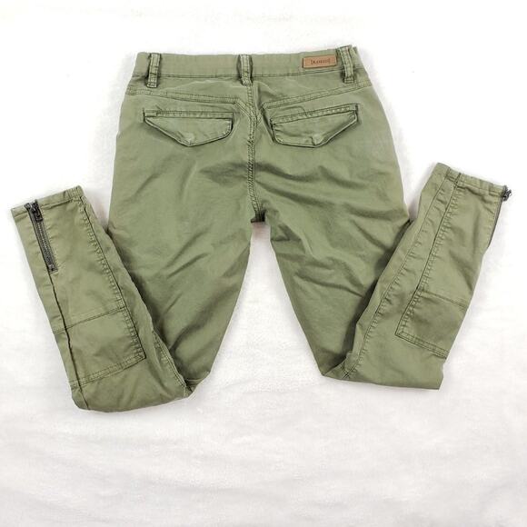 Blank NYC Skinny Pants Women 24 The Stick Shift Green Moto Zip Ankle - Picture 3 of 7